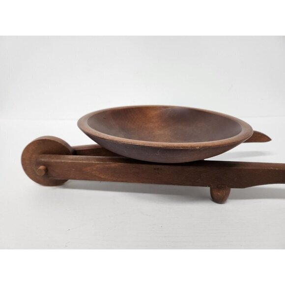 Vintage Wood Wheelbarrow Nut Candy Serving Bowl Garden Decor Potpourri Country - Picture 4 of 10